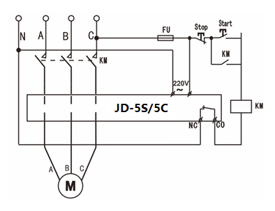 JD-5S/JD-5C智能電動機(jī)過載缺相保護(hù)器接線圖